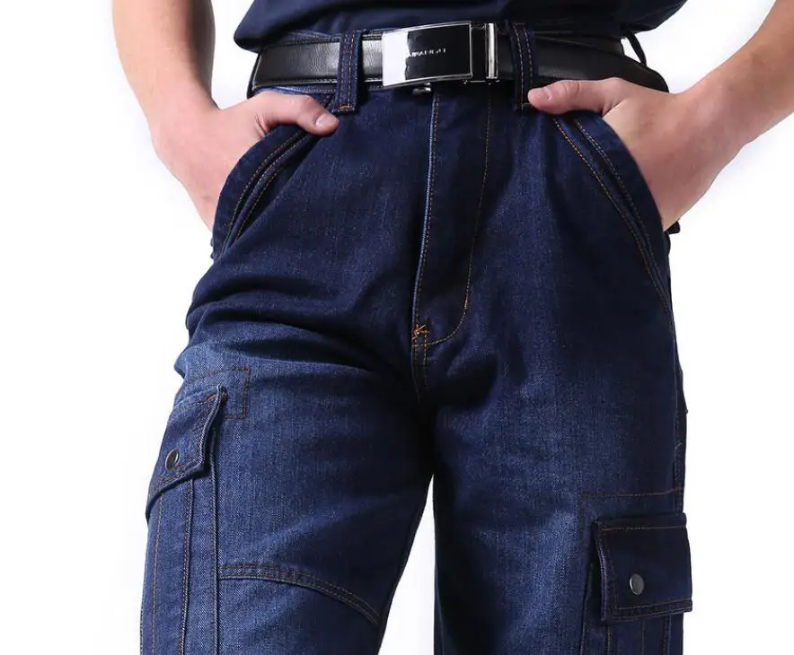 Модные хип-хоп сезоны джинсы для отдыха свободные плюс размер 46 мужские джинсы мужские хип-хоп джинсовые брюки Новые мешковатые длинные