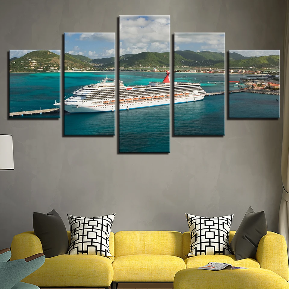 Canvas-Wall-Art-HD-Prints-Modular-Pictures-5-Pieces-Great-Cruise-Ship-Boat-Seascape-Paintings-Living (1)