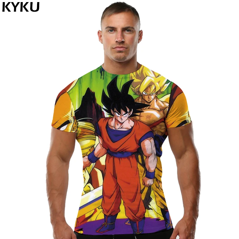 Мужская футболка с короткими рукавами KYKU черная 3D принтом Dragon Ball Z лето