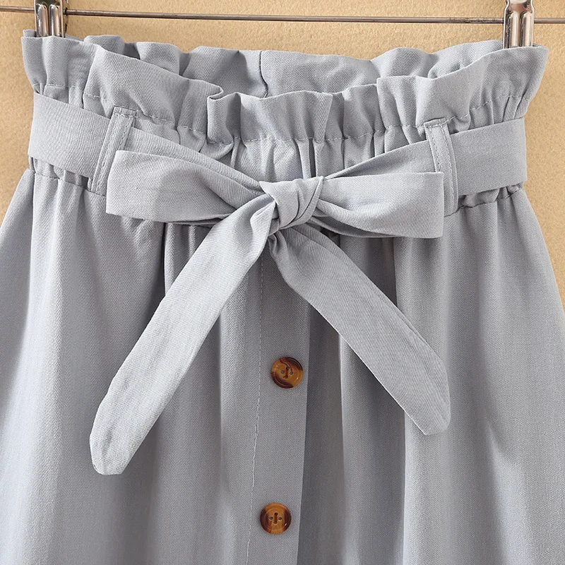 Женские юбки на лето и осень, Корейская элегантная юбка средней длины на пуговицах с высокой талией, Женская плиссированная школьная юбка