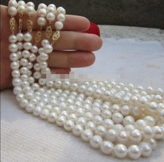 

Free shipping >>@ 1579 six piece 8-9mm Australian south white pearl necklace 18inch 6PCS