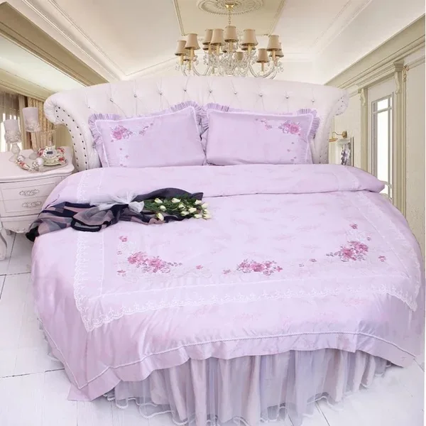 Buy Pink LACE ROUND BED Bedding sets SUPER king Queen