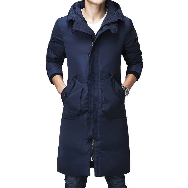 

Parka Homme 2017 New Brand Man Warm Winter Jacket White Duck Down Padded Coat Long Quilted Jacket Down Coat For Men Hooded
