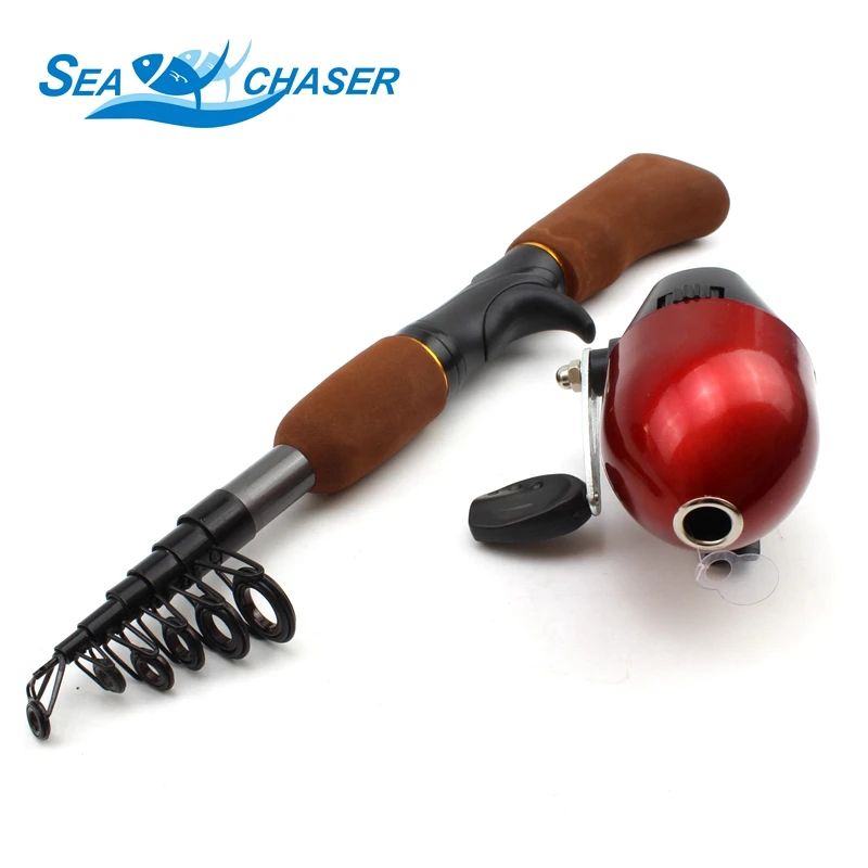 1.55 متر الصيد قضيب المحمولة طوي سفر الصيد الغزل قضيب الكربون مع سلسلة البحر الصيد بكرة قضيب كومبو الصيد مجموعة