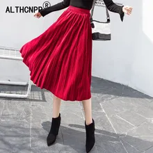 Harajuku уличная длинная юбка Женская корейская мода эластичная высокая талия миди плиссированная юбка Зимняя jupe longue femme falda larga