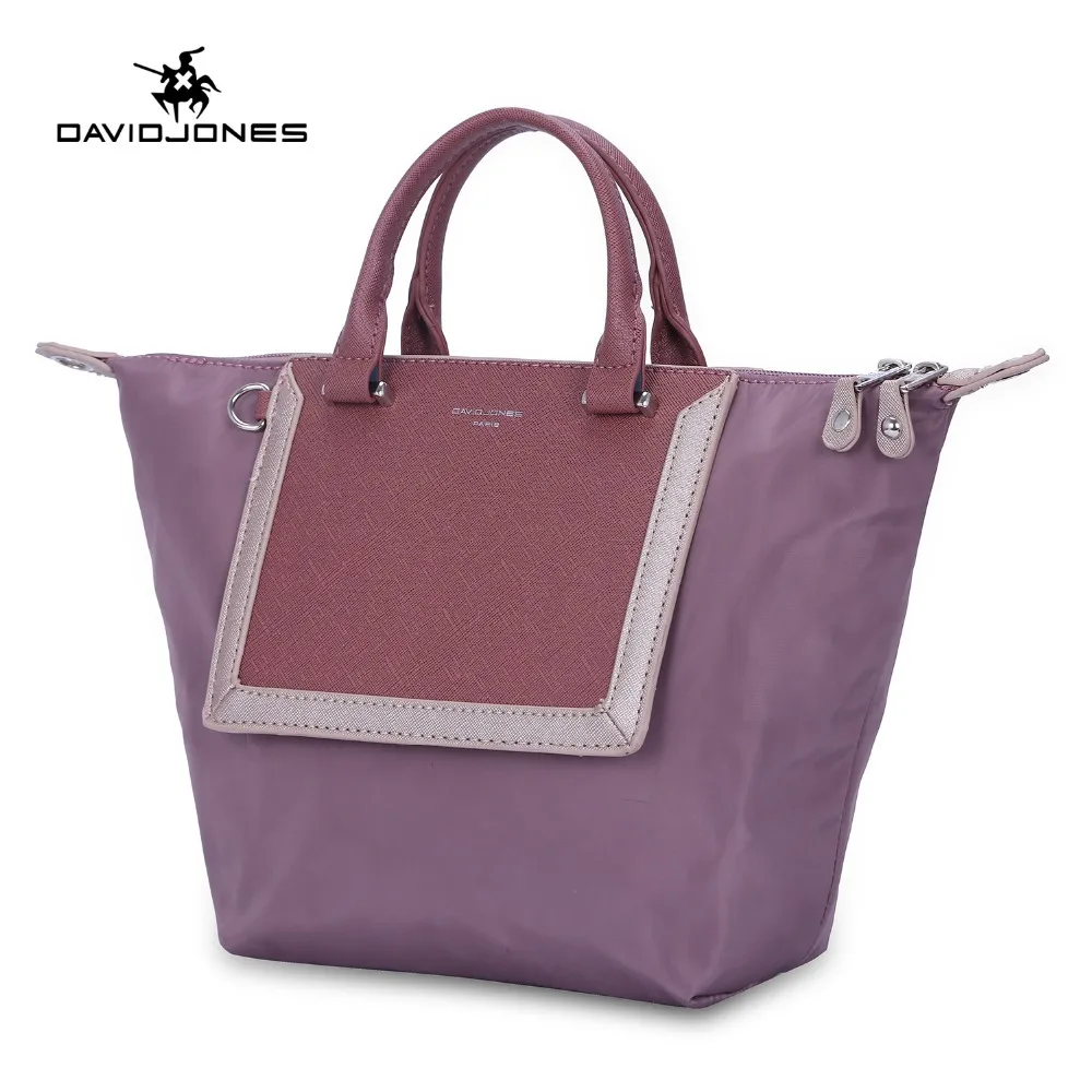 

DAVIDJONES women messenger bags nylon female shoulder bags big lady patchwork handbag girl brand tote shopping bag drop shipping