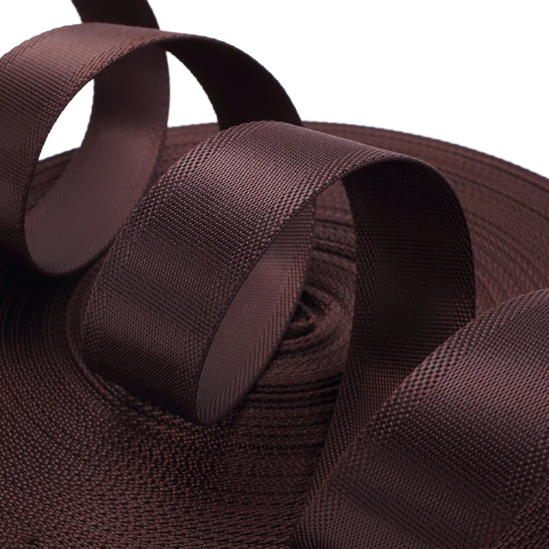 20mm*50yards Coffee black nylon woven webbing band for bags Sewing