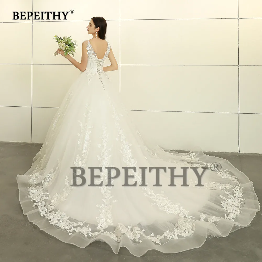 BEPEITHY, дизайн, бальное платье, свадебное платье, v-образный вырез, Vestido De Novia, со шлейфом, кружевное платье принцессы, свадебные платья