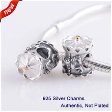 Подходит для бусины Pandora Браслеты карусель подвески с 14 к настоящее золото стерлингового серебра 925 ювелирные изделия