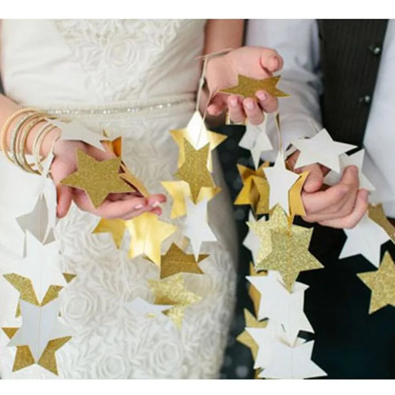 Us 106 25 Offpapier Sternform Geburtstag Partydekorationen Kinder Kette Banner Hochzeit Dekorationen Weihnachten Kinder Zimmer Dekor In Banner