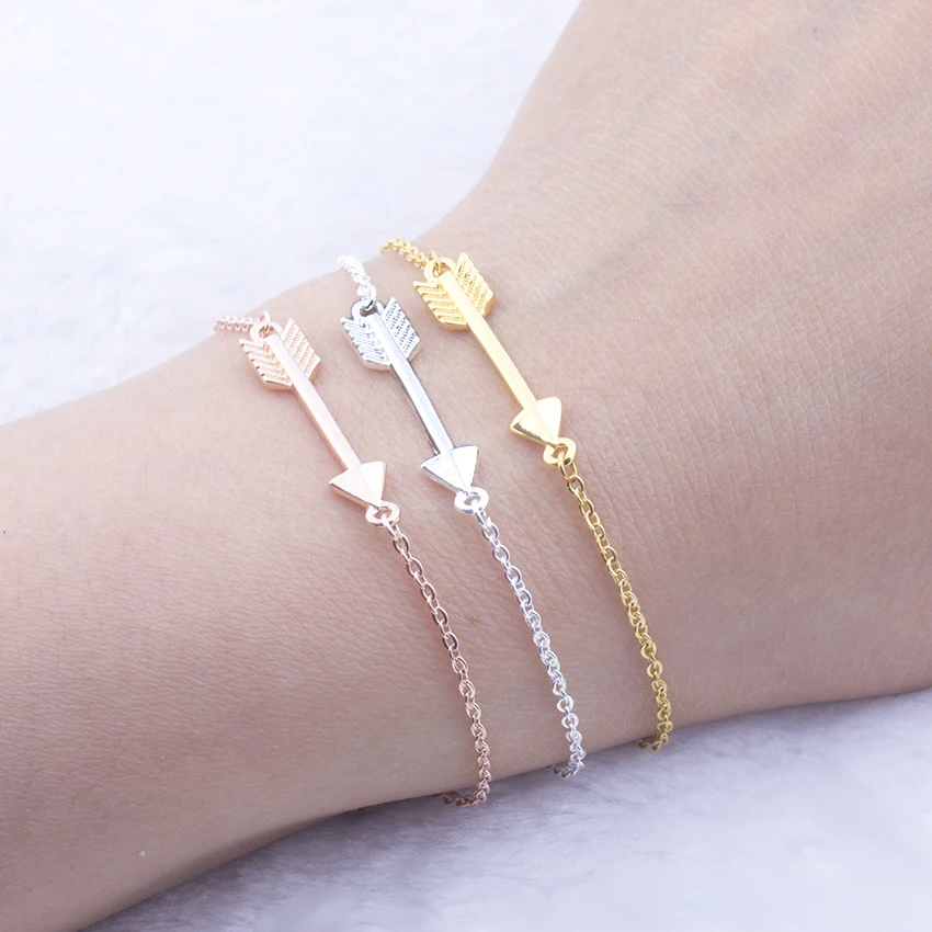 

One Direction Arrow Bracelets For Women Rose Gold Simple Jewelry Mujer Bridesmaid Gift Stainless Steel Charm Bracelet Femme