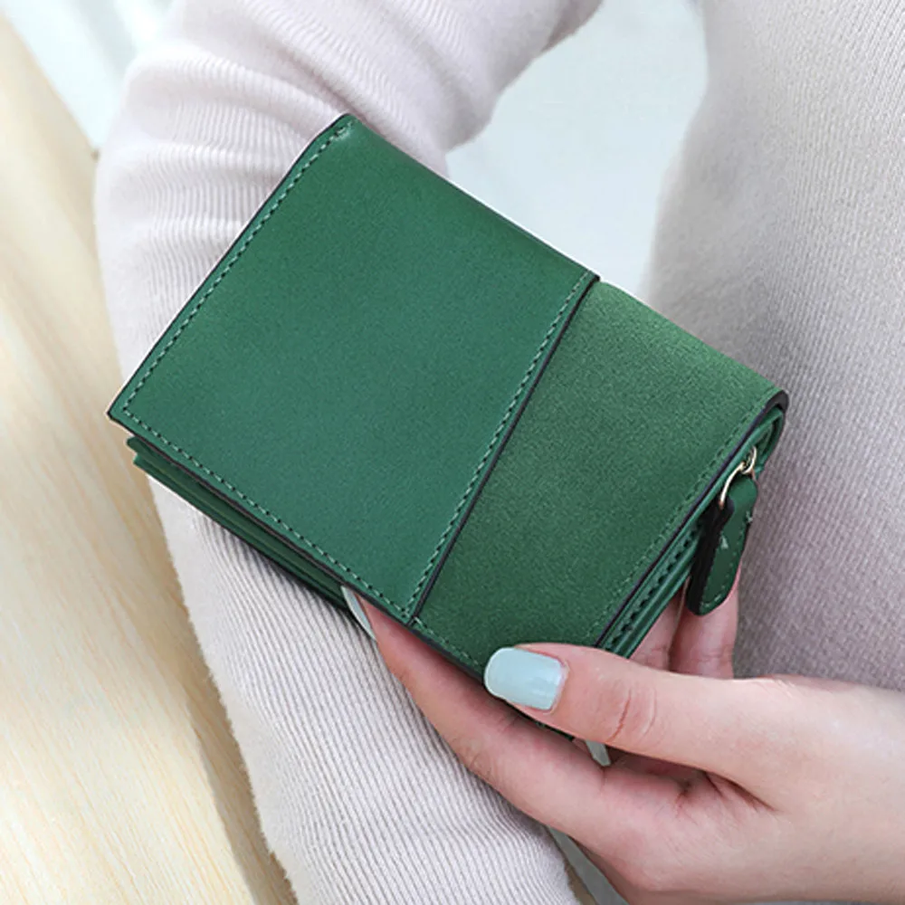 

new hot Green wallet Women Mini Grind Leather Wallet Card Holder Wallet Purse portfel damski*2