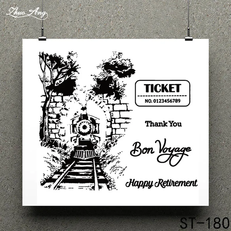 

ZhuoAng Train passing through the tunnel Clear Stamp for Scrapbooking Rubber Stamp Seal Paper Craft Clear Stamps Card Making