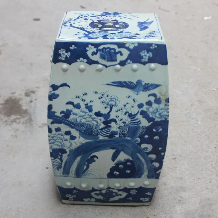 Garden porcelain chinese garden stools Ceramic toilet stool Jingdezhen bathroom Blue and white dressing chinese shoe stool (2)