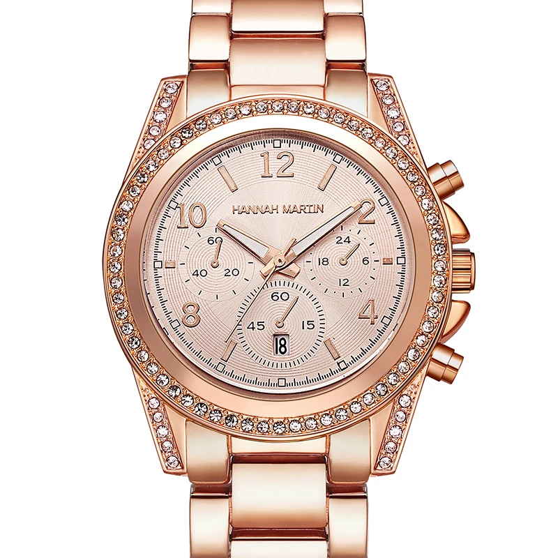 

Ladies Calendar Rose Gold Fashion Business Diamond Plated Steel Watch 2018 New Moment Sport Wrist Clock Top Brand Luxury 75 Z