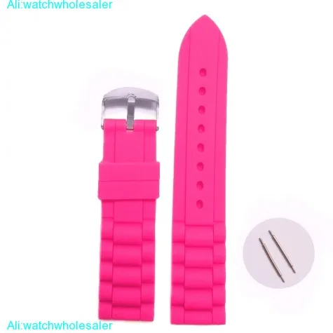 18mm Deep Pink  Color Silicone Jelly Rubber Ladies Watch Band Straps WB1002R18JB