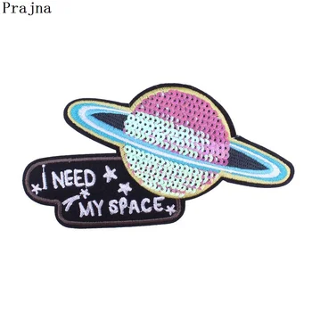 

Prajna Astronaut Patch Iron On Embroidered I Need My Space Patches UFO Badge Clothes DIY Applique Embroidery Hat Bag Accessories