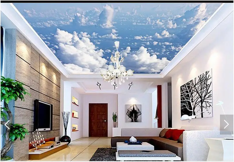

Custom photo wallpapers 3d ceiling zenith murals wallpaper Blue sky clouds star condole carries on the background wall papers