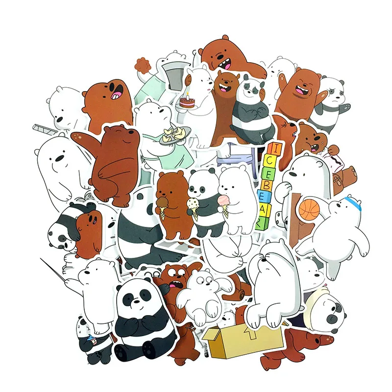 36 шт. мультфильм милый маленький коричневый и белый наклейка с медведем игрушки ПВХ водонепроницаемый для компьютера багаж ноутбук наклейки на рюкзак подарки