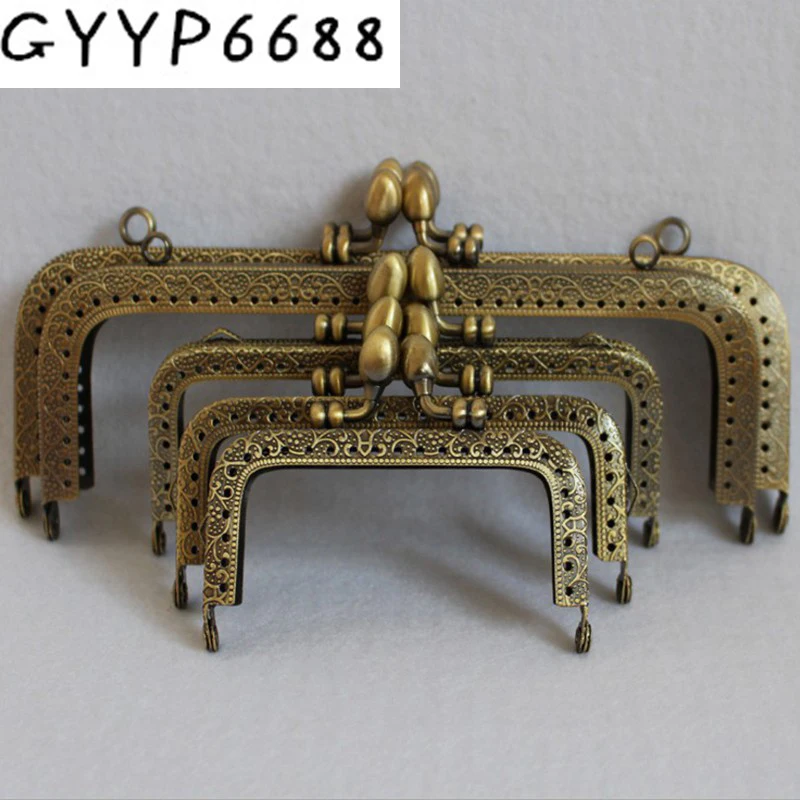 10pcs Rectangle Purse Bag Metal Frame,Clutch Coins Purse Brushed Gold metal Frame Women Handbag