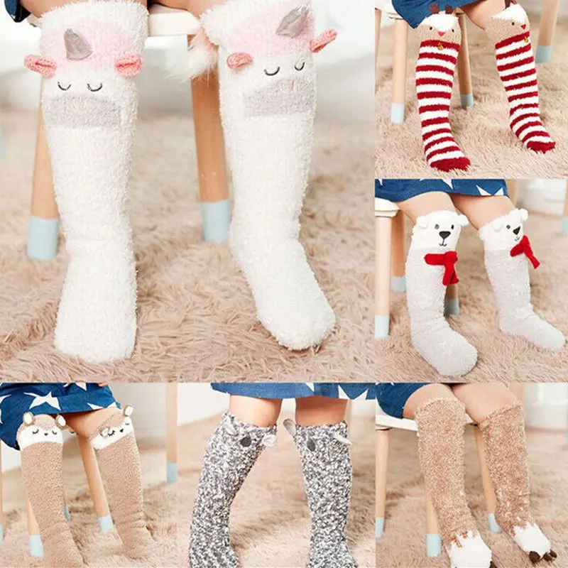Новинка; рождественские детские Носки с рисунком единорога для малышей; милые Нескользящие хлопковые длинные носки для малышей