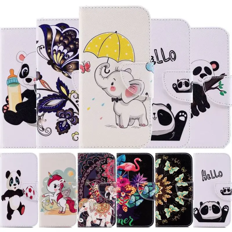 

Cute Panda Cover Case For LG G7 ThinQ K8 K10 2018 Stylo4 G3 Mini Capa Elephant Style Card Slot Wallet Leather Fundas New D07Z