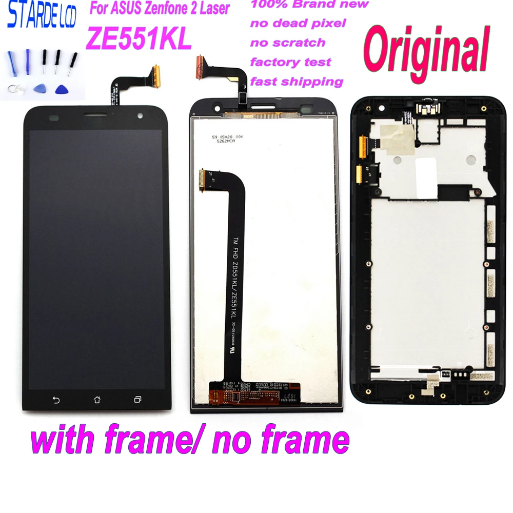 

STARDE 5.5'' LCD for Asus ZenFone 2 Laser ZE551KL LCD Display Touch Screen Digitizer Assembly with Frame and Free Tools