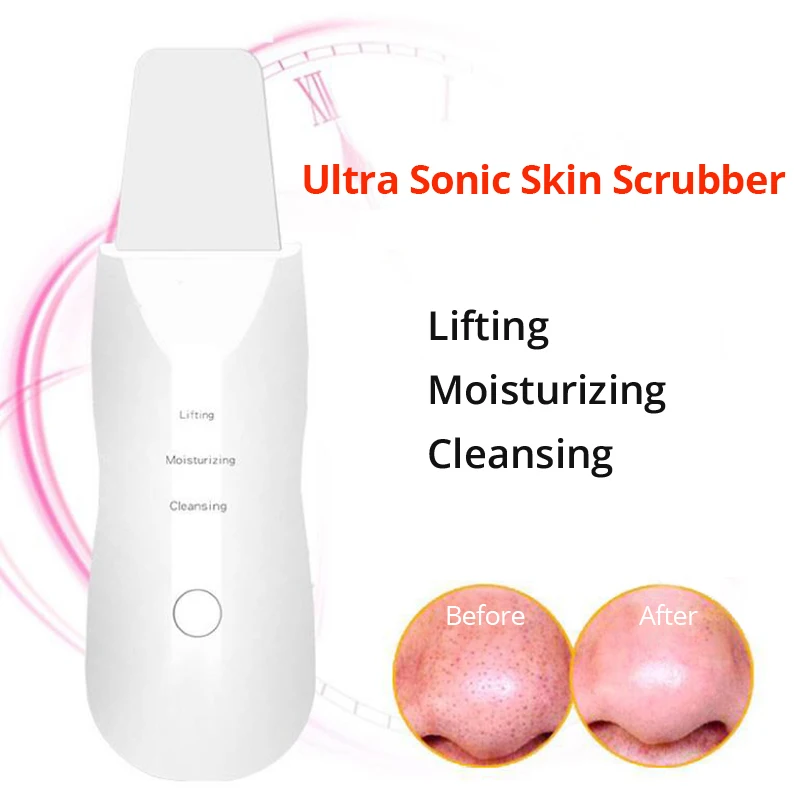 Ultrasonic Skin Scrubber Electric Black Head Remover Facial Cleansing Device Deep Clean Anti-acne Lighten Wrinkle 3 Modes