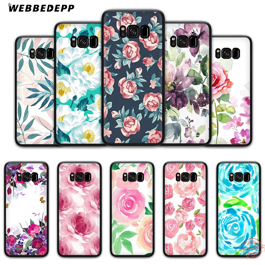 WEBBEDEPP Color Flower Pink roses Soft Case for Samsung A6 A7 A8 A9 J6 2018 S6 S7 S8 S9 S10E S20 Ultra Note 8 9 10 Lite Plus | Мобильные