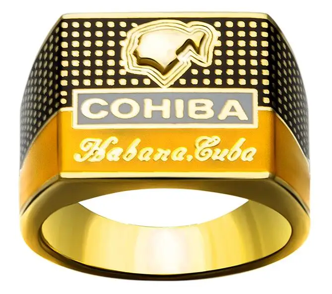 COHIBA сигарное кольцо позолоченное кольцо из стерлингового серебра 925 пробы креативное ювелирное изделие CP-0031 - Цвет: square 23 ring