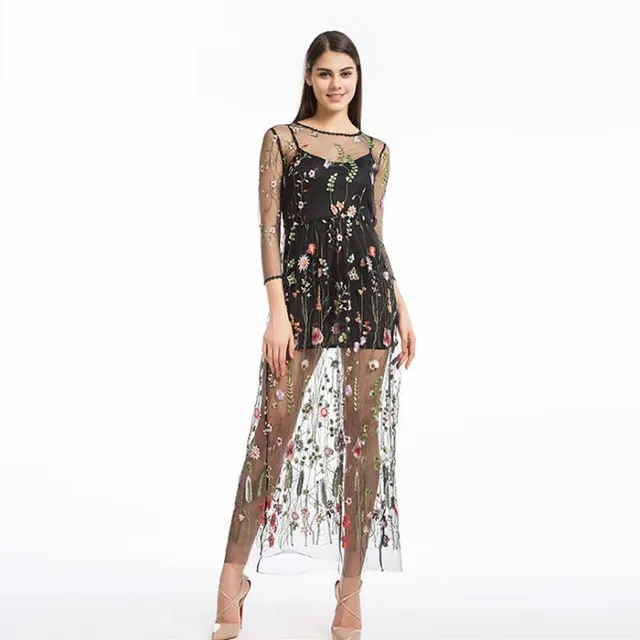 High Quality Organza Gauze Sexy Strap Dress Women Summer bodycon Print