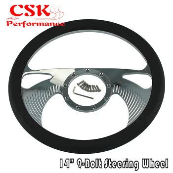 

14" 9-Bolt Chrome Aluminum Half Wrap Steering Wheel For Chevy/G M 69-94