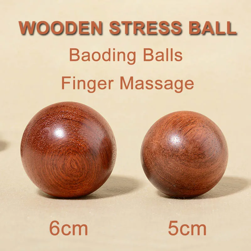 

1pcs 50/60mm Wooden Stress Baoding Ball Health Exercise Handball Finger Massage Chinese Health Meditation Relaxation Therapy
