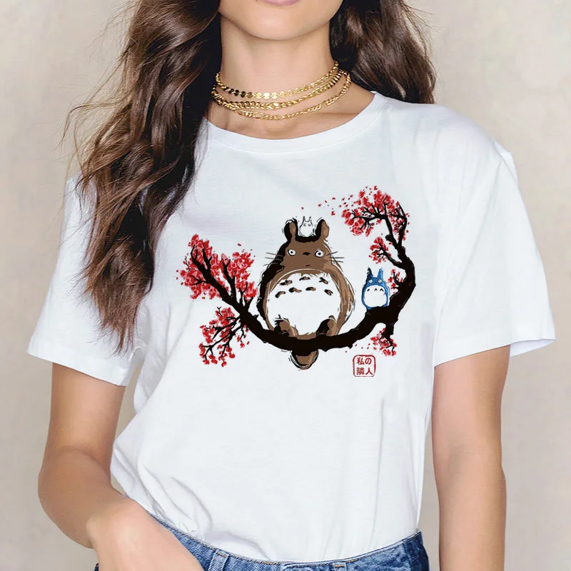 Футболка Totoro Spirit Out Хаяо Миядзаки из мультфильма Studio Ghibli femme женская футболка с японским аниме, женская одежда с аниме - Цвет: 3928