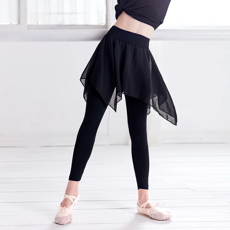 Girls Fitness Cotton Ballet Dance Pants Lyrical Chiffon Skirt Gymnastics Yoga Practicing Leggings For Children