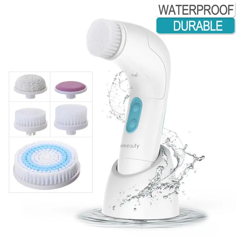 5 in 1 Waterproof Electric Facial and Body Cleansing Brush with 5 Brush