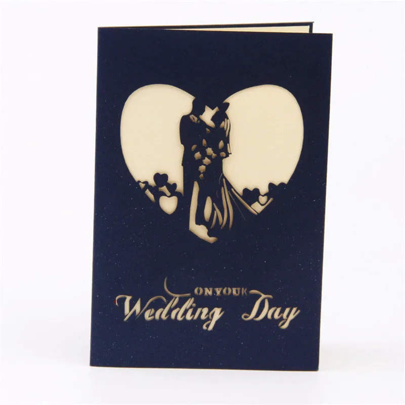 Горячая 3D лазерная вырезка своими руками милые влюбленные пара бумажные приглашения Поздравительные открытки Почтовая открытка День Святого Валентина Подарок на годовщину свадьбы