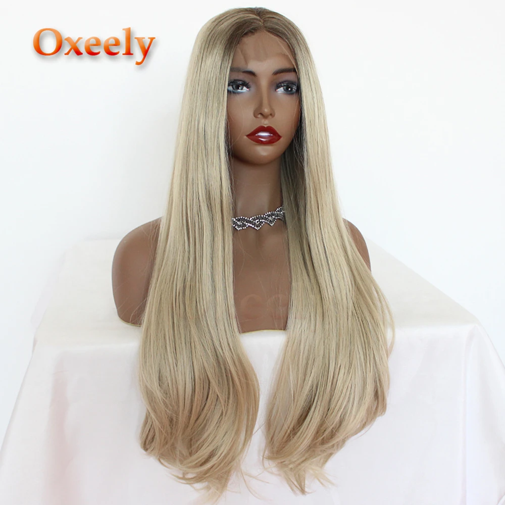 Oxeely Natural Em Linha Reta Peruca Dianteira