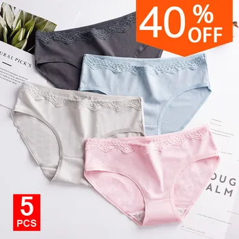 

5pcs/lot Cotton Women Ladies Panties Underwear Woman Fancy Lace Calcinha Renda Sexy for Lady Traceless Crotch of Briefs Panties
