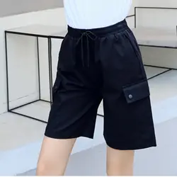Повседневное женские Комбинезоны Короткие штаны новый 2019 Высокая талия Летние черные шорты брюки для девочек стильные женские короткие