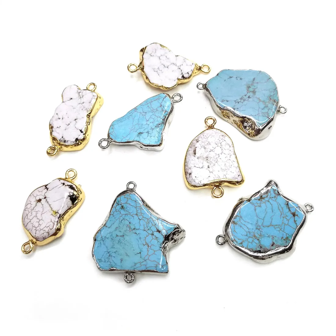 

Natural Turquoises Pendants Charms Connector Pendant for Jewelry Making DIY Accessories Fit Necklaces Size 20x35-30x45mm