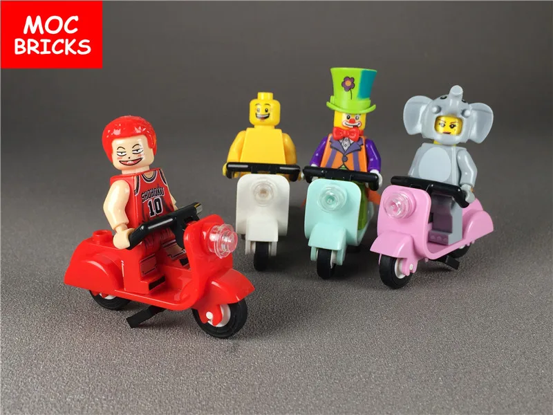 

10pcs/lot MOC Bricks DIY Colorful Scooter with Stand and Angular Handlebars Assembly Building Blocks 15396c01 Toys kids gifts