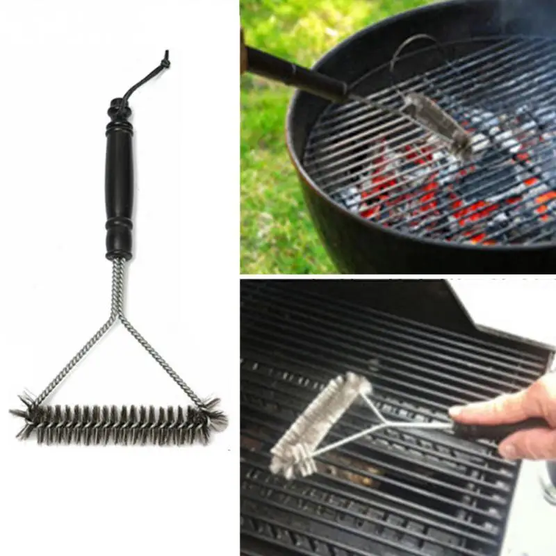 

Hot Sale Barbecue Grill BBQ Tools Non-stick BBQ Brush Stainless Steel Wire Bristles Cleaning Brushes with Handle Durable Cooking
