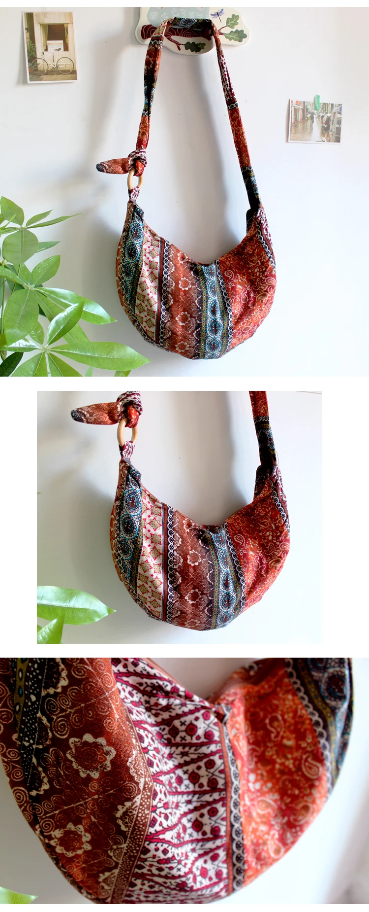 Hippie Crossbody Bag Thai Top Zip Hobo Sling Bag Handmade Hipster Messenger Bag (14)