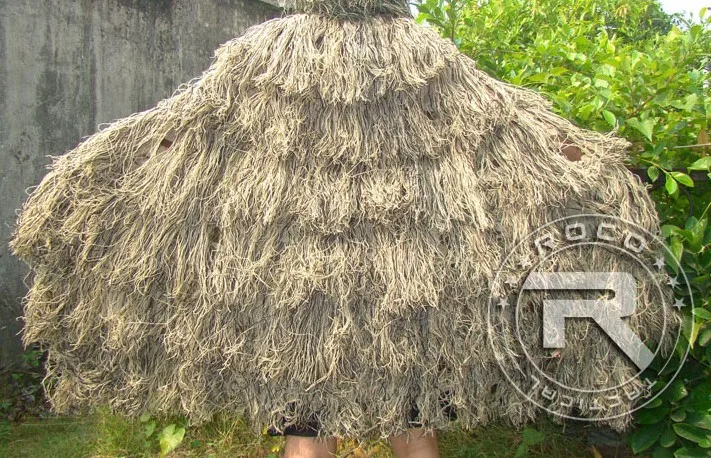 ROCOTACTICAL легкий Ghillie пончо тактический Снайпер Ghillie Топ для страйкбола пейнтбола военный Ghillie пончо костюм Лесной - Цвет: Desert