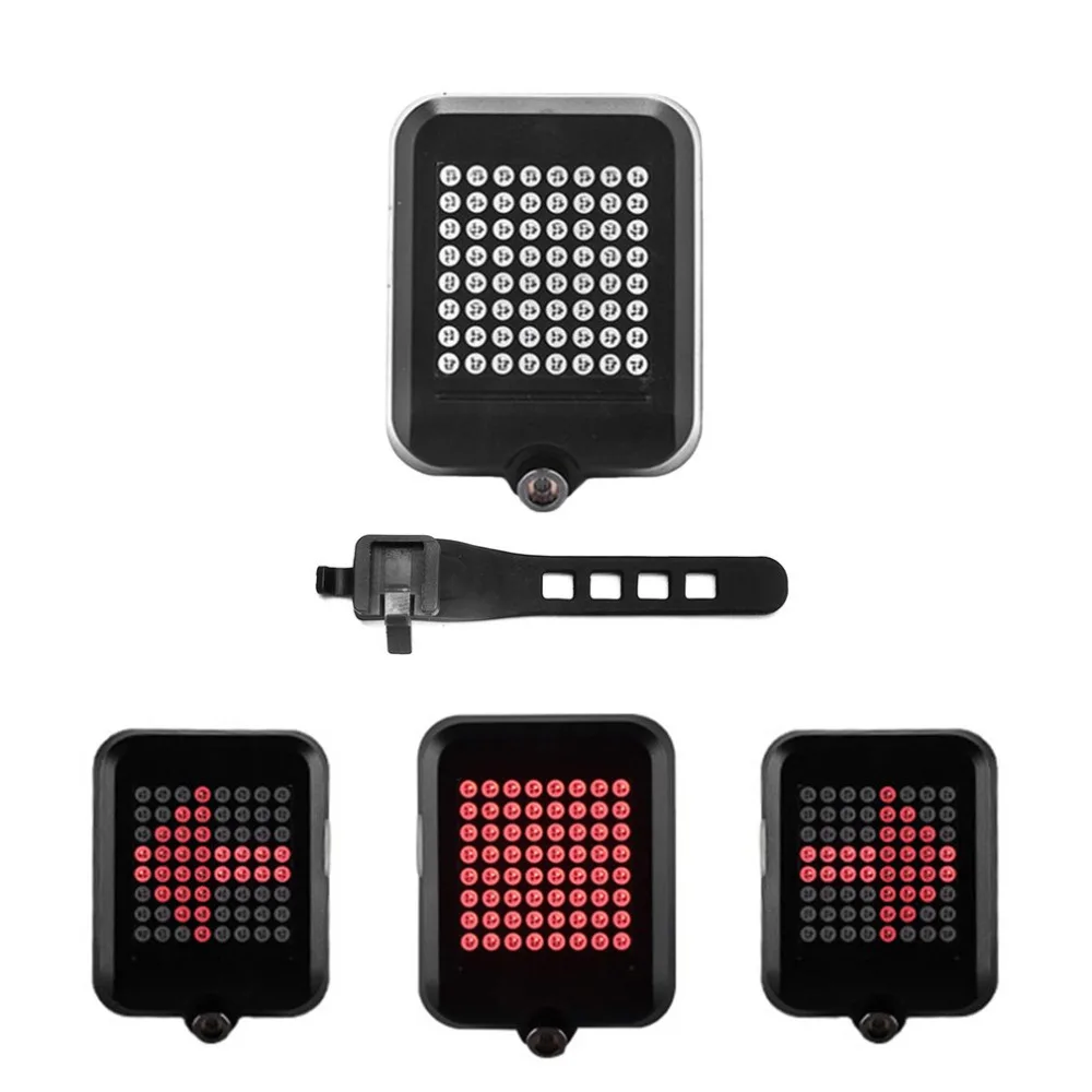 

64 LED Laser Bike Turn Signals Light USB Rechargeable Safety Warning Light Intelligent Bicycle Rear Tail Light Hot Sale