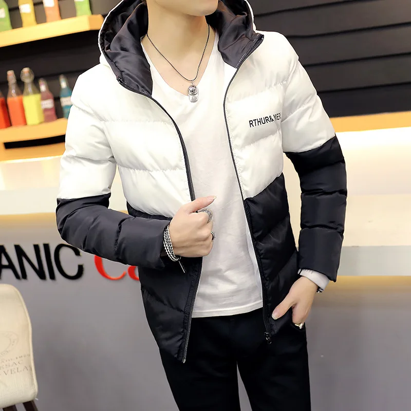 Fashion Korean Style Mens Warm Short Parka Casual Warm Winter Short ...