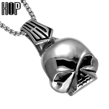 

HIP Punk Gothic Skeleton Skull Pendants Necklaces Chinese Ancient Qin official Hat 316L Stainless Steel Necklace for Men Jewelry