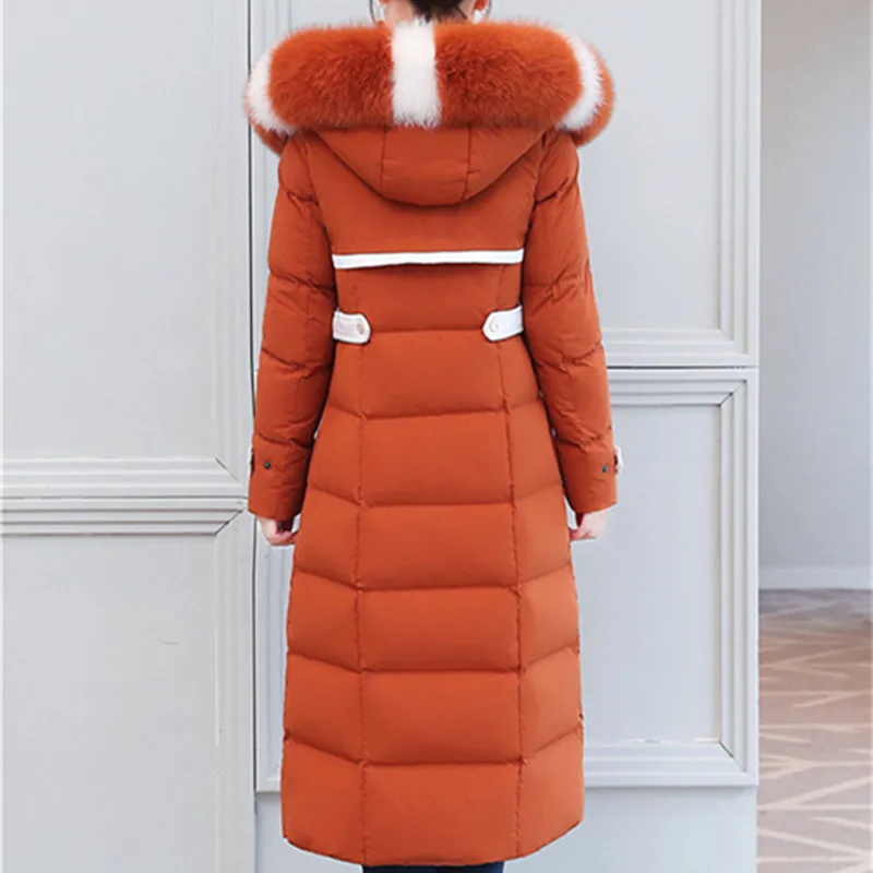Clearance New Winter down jacket women Lengthen parka Fox big fur collar Hooded coat female Plus size Thicken high quality down coats 2199 2