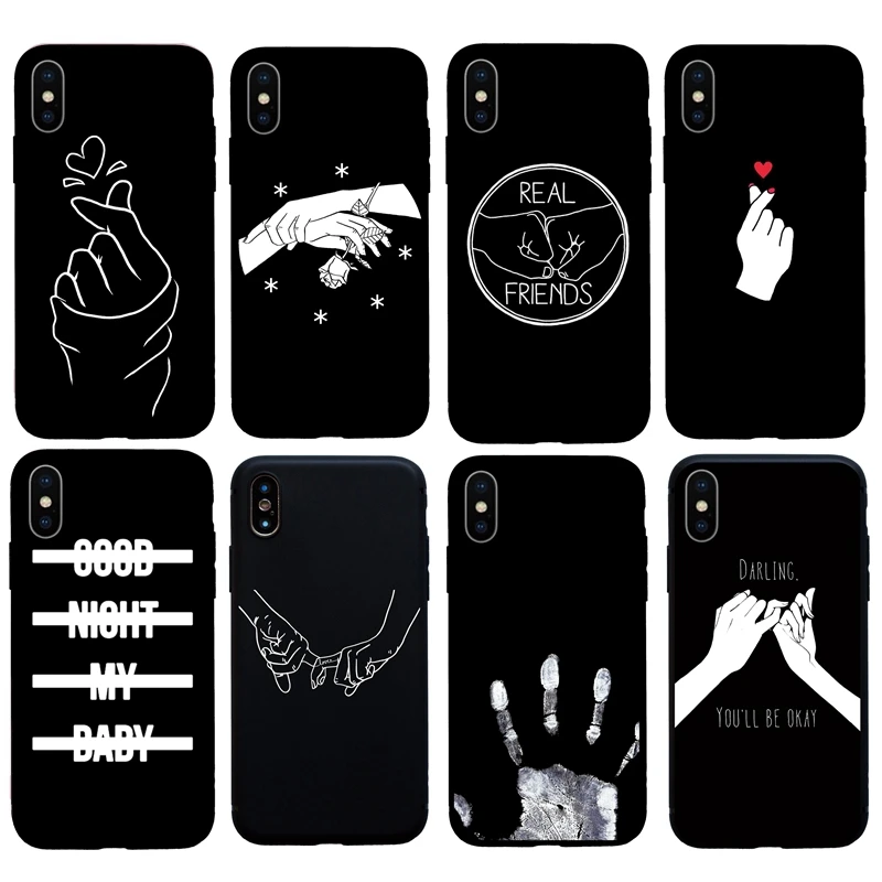 

New Lovers Hand Rose Matte Soft Case For iphone 6 6s Plus 7 Plus 8 Plus Capa Cover Case For iphone X XR XS Max 5s SE Funda Coque